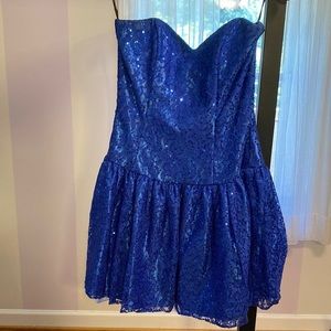 Strapless sequined blue party dress (size 8)